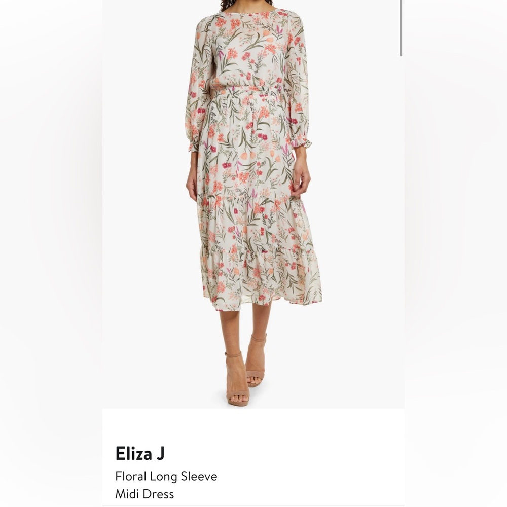 Eliza J floral long sleeve midi dress